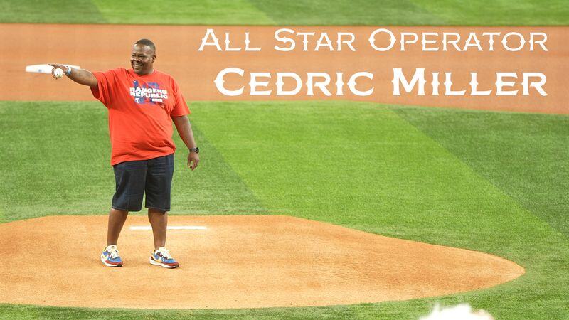 All-Star Operator Cedric Miller Throws First Pitch at Texas Rangers Game